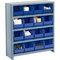 Global Equipment Steel Closed Shelving - 12 Blue Plastic Stacking Bins 5 Shelves - 36x18x39 603264BL